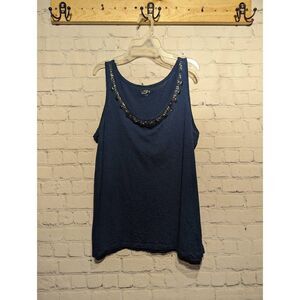 The loft beaded blue tank top size large
